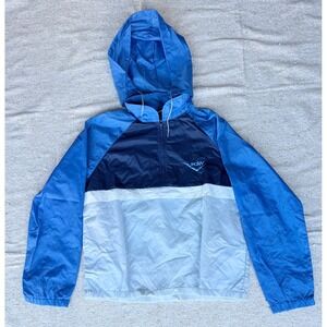VTG Mens Sz Medium Pony Mark of Chevron Blue‎ Full Zip Winbreaker Jacket